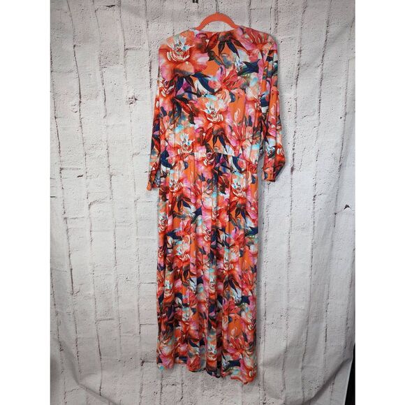 Soft Surrounding Dress Floral Jardin Faux Wrap Maxi‎ 3/4 Sleeve Plus size 3X NWT - Picture 5 of 11